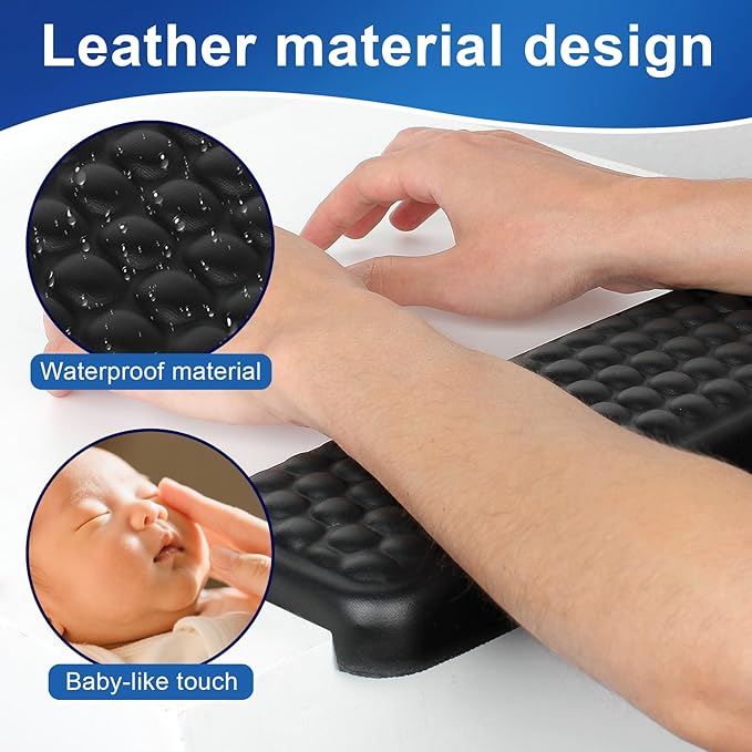 L-Shaped Desk EdgeRest, 2-Piece Set,Desk Elbow Pad, Ergonomic Design, Suitable for Desk and Table Edge, Memory Foam Material, Non-Slip and Wear-Resistant, Black Oval（Leather）