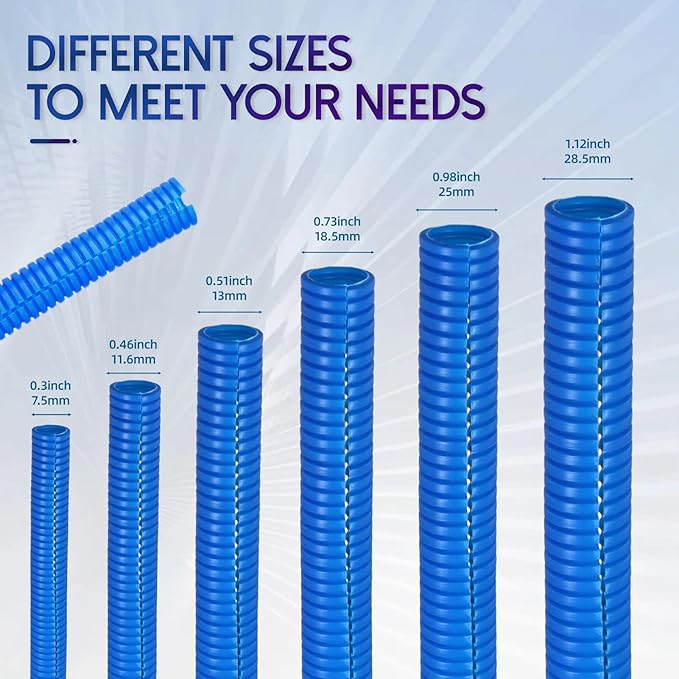 Split Wire Loom Tubing, 10,25ft Cord Protectors from Pets No Chew, Flexible Wire Covers Cord Protectors, Protective Split Cable Sleeve for Automotive Home Industrial Wires(Blue, 0.46inch-10ft)