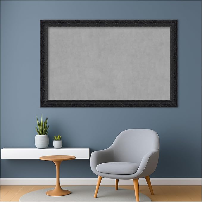 Amanti Art Black Framed Magnetic Board 28x44 Large Vision Board for use with Magnets, 100% Metal Sheet to Display Items as Office Decor or for Home Organization in mudroom, Kitchen or Kids Room