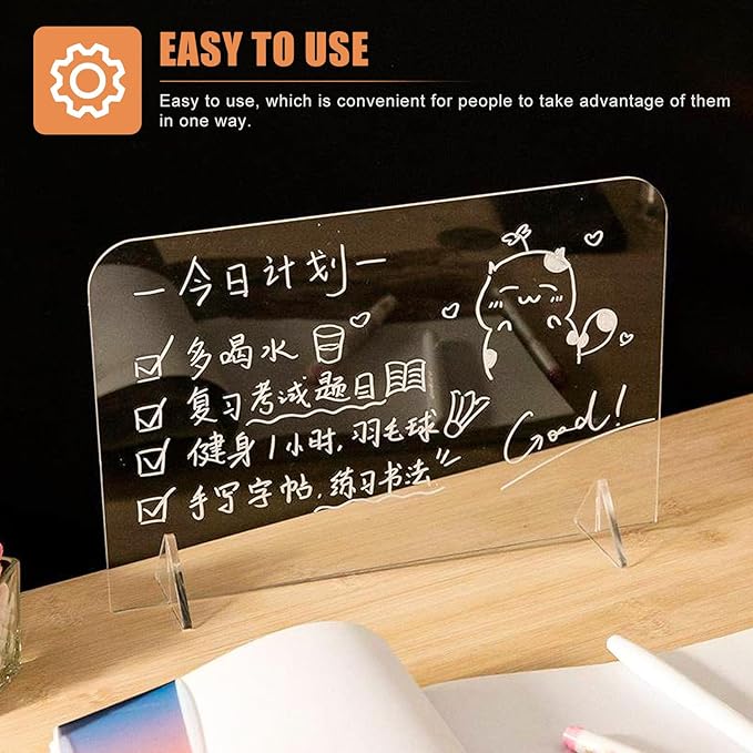 ELAYARD 5pcs Acrylic Desktop Whiteboards Clear Writing Message Boards Simple Transparent Memo Boards for Office Home School Use