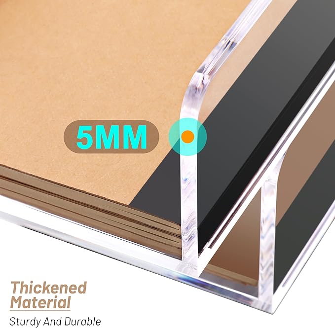 SANRUI Paper Organizer for Desk,Acrylic Stackable Letter Tray, Clear Desk Organizer, Paper Sorter for Office,Home or School,2-Pack