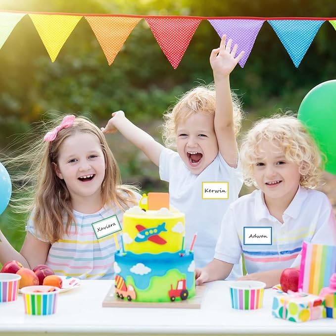 550 Pcs Name Tags Stickers, 3.5x2.25 inch Blank Name Labels Stickers, 10 Colors Double-line Nametags Name Tag Sticker for Kids, Classroom, School, Office, Conferences, Locker, School Supplies