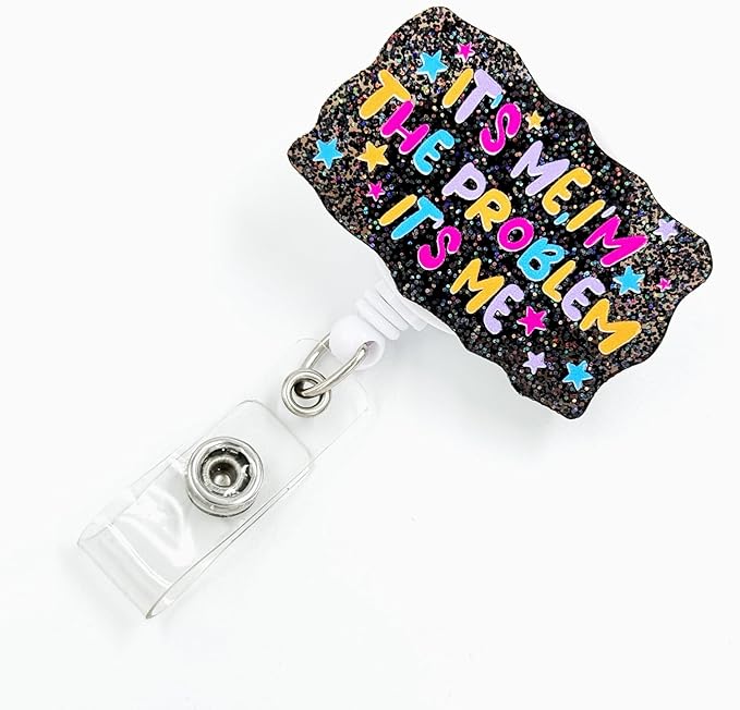 Badge Reel Retractable with ID Clip Badge Reel Holder Funny Acrylic Badge Accessories for Nurse Office Worker Teacher Students Woman Men