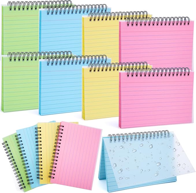 Koogel 400PCS Index Cards with Rings, 4x6 Colored Ruled Index Cards with Waterproof Covers for Back to School, Flashcard Recipe Note Card for Studying Nursing School College Essentials, 4 Colors