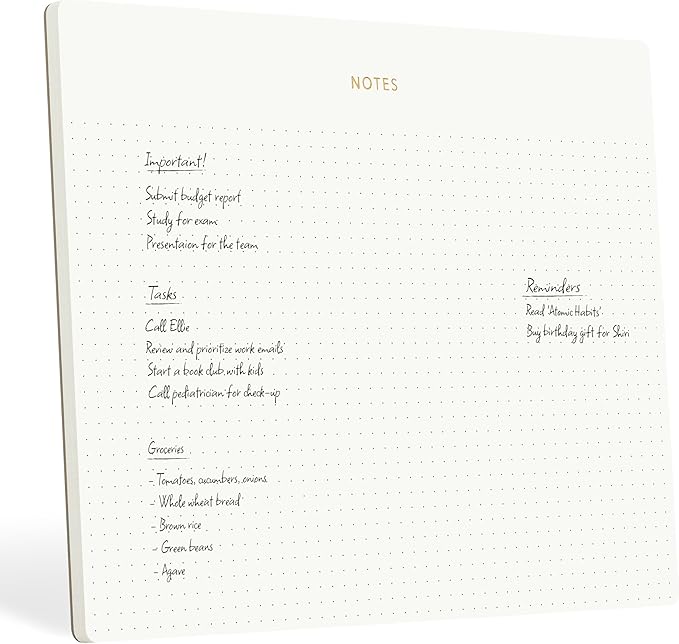 Pinesman - Mouse Pad Notepad for Professionals, 9.8" x 7.9", 50 Sheets, Minimalist, Gold Foiled, Dotted Layout, Executive's Desk Note Pad, To Do List Notepad, Eco-friendly, FSC™ Certified Planner Pad