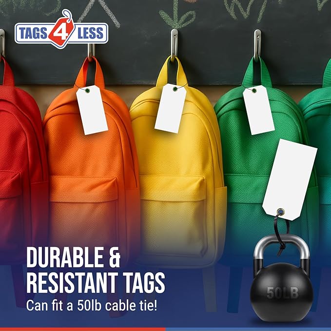 Tags 4 Less 15 Mil Waterproof Plastic Tags, Pack of 100 – 3” x 6” Heavy Duty Plastic Tags for Labeling, Outdoor Tagging, Equipment Labeling, Luggage, Valves & More (Red)