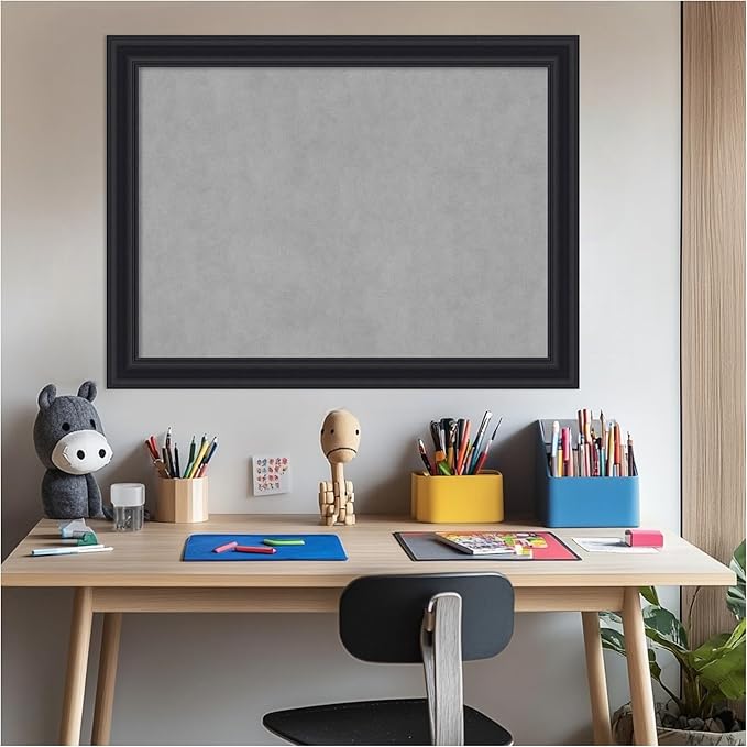 Amanti Art Black Framed Magnetic Board 24x32 Medium Vision Board for use with Magnets, 100% Metal Sheet to Display Items as Office Decor or for Home Organization in mudroom, Kitchen or Kids Room