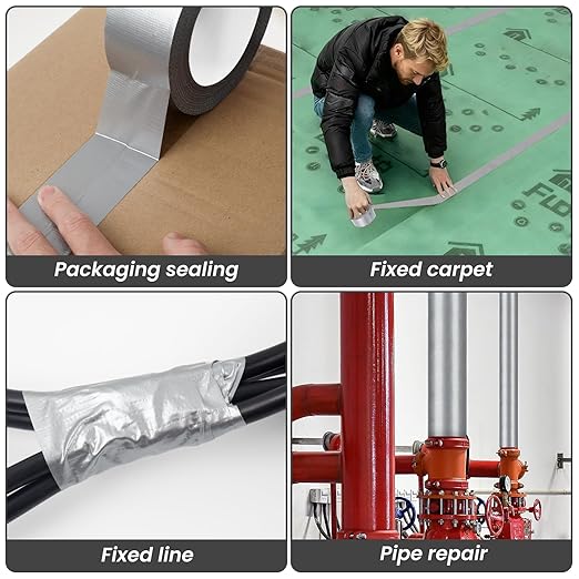 TOMAIX 16 Rolls Heavy Duty Duct Tape Bulk, 787 Yards, Gray Cloth Tape, Waterproof & Strong Adhesion for Repair, DIY, Home & Outdoor Use