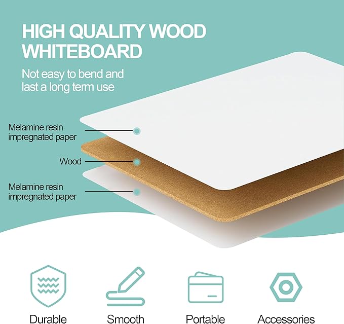 30 Pack Small White Boards, 9"x12" Double Sided Personal Dry Erase Boards Portable Handheld Whiteboards for Kids, Students, Teacher School, Include 30 Markers, 30 Erasers, 30 Pen Clips