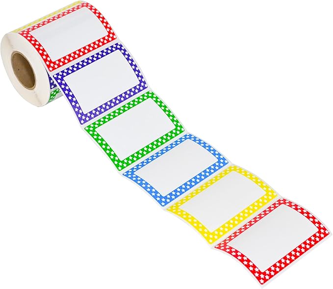 L LIKED 500 Stickers -3.5" x 2.25" Colors Plain Name tag Labels with Perforated Line for School Office Home (Star - 500 Labels)