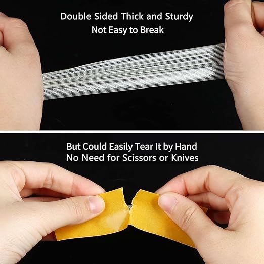 MILEQEE Double-Sided Tape Strong and Tough, 1in x 66FT(20m), Durable Duct Cloth Carpet Rugs Fiberglass Mesh Tape, High Stickiness 2 Sided, Multipurpose Removable Residue-Free, Easy Tear