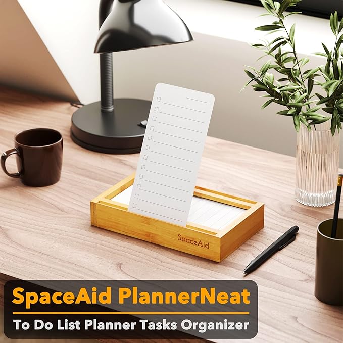 SpaceAid PlannerNeat To Do List Planner, Daily ToDo Checklist Notepad Organizer Productivity System Planners Notebook for Office Work Supplies (50 Cards, White)