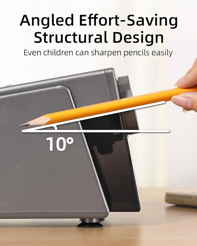 ZMOL Heavy Duty Electric Pencil Sharpener for Classroom, 6 Holes, Stronger Helical Blade, Auto Stop, Save Pencils, Plug in, Suitable for 6-12mm No.2/Colored Pencils, Teachers,School & Home Silver