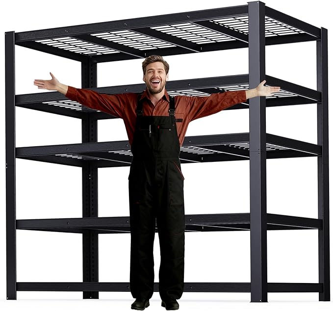 ZEUKMXOO 62" W 3050LBS Storage Shelves Unit,5 Tier Heavy Duty Metal Shelving Unit and Storage Large Rack,72" H x62 W x24 D Adjustable Metal Shelving Unit,Garage Shelves for Basement,Warehouse