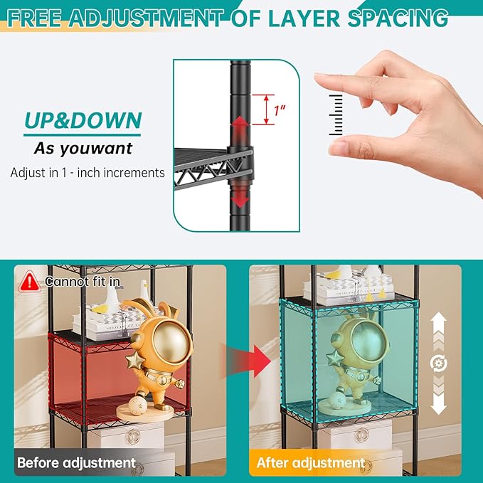 SINGAYE Shelf Closet Wire Shelving：Adjustable Metal Unit for Laundry Room Organization Bathroom Kitchen Home Storage Small Pantry Rack Shelves