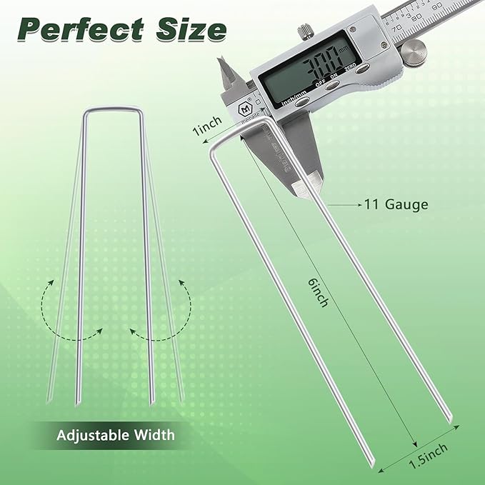 FEED GARDEN 6 Inch 25 Pack Galvanized Landscape Staples 11 Gauge Anti-Rust Garden Stakes SOD Pins Yard Stakes