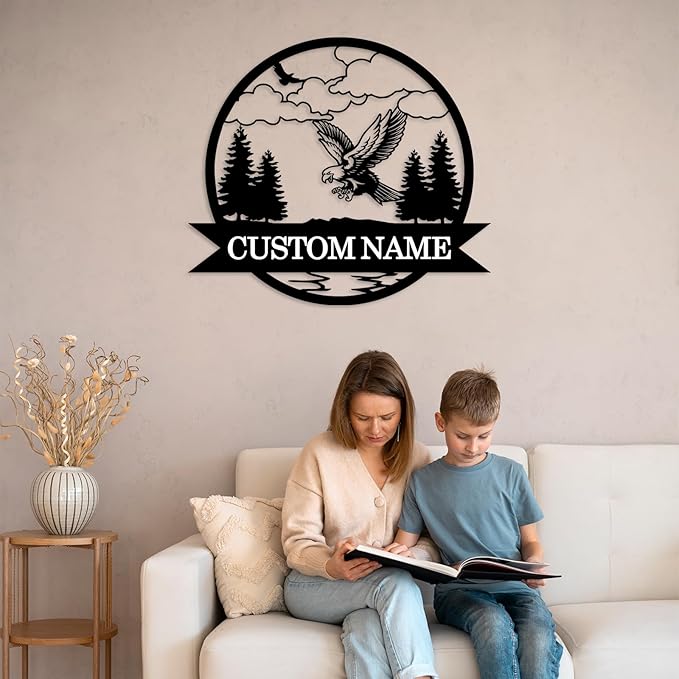 Custom Eagle Metal Signs | Custom Signs Outdoor Metal | Metal Wall Art | Home Decor | Personalized Camping Signs | Custom Name Sign | Eagle Hunter Gifts | Cabin Gun Decor | Housewarming Gifts