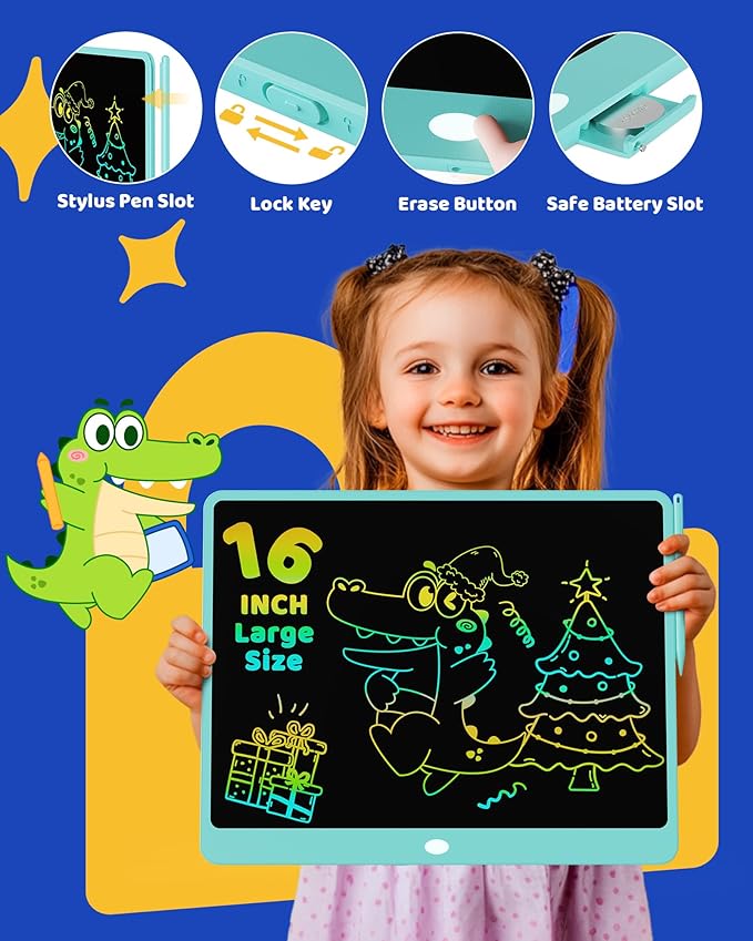 KOKODI LCD Writing Tablet for Kids 16 Inch Colorful Doodle Board, Electronic Drawing Pad for Kids, Educational and Learning Toys Gifts for 3-8 Year Old Boys and Girls