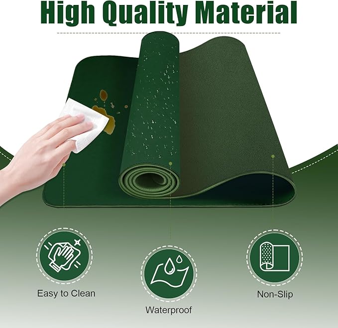Leather Desk Pad Protector, Desk Mat, Large Mouse Pad, Non-Slip Desk Blotter, Office Laptop Desk Pad, PU Leather Desk Writing Pad for Office and Home (Blackish Green, 31.5" x 15.7")