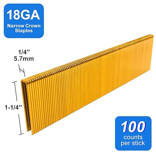 SimCos 18 Gauge 1/4" Narrow Crown Staples, Galvanized Upholstery Staples for 18 GA Pneumatic or Electric Stapler or Staple Gun (1-1/4"-3000 PCS)