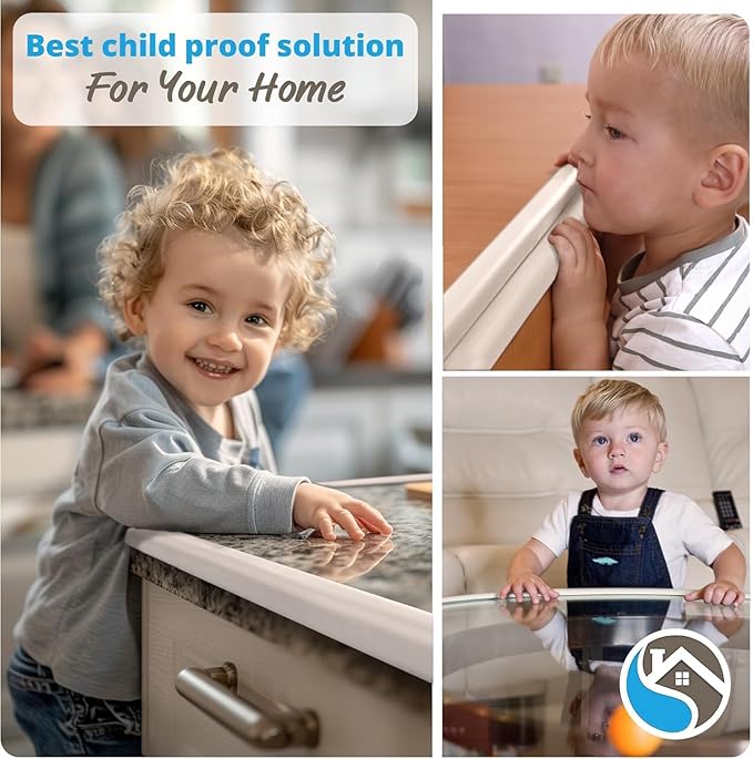 Furniture Edge Guards | 16ft Protective Protective Foam Cushion | Baby Child Proofing Set NonToxic and Safe for Table, Fireplace, Countertop | Beige