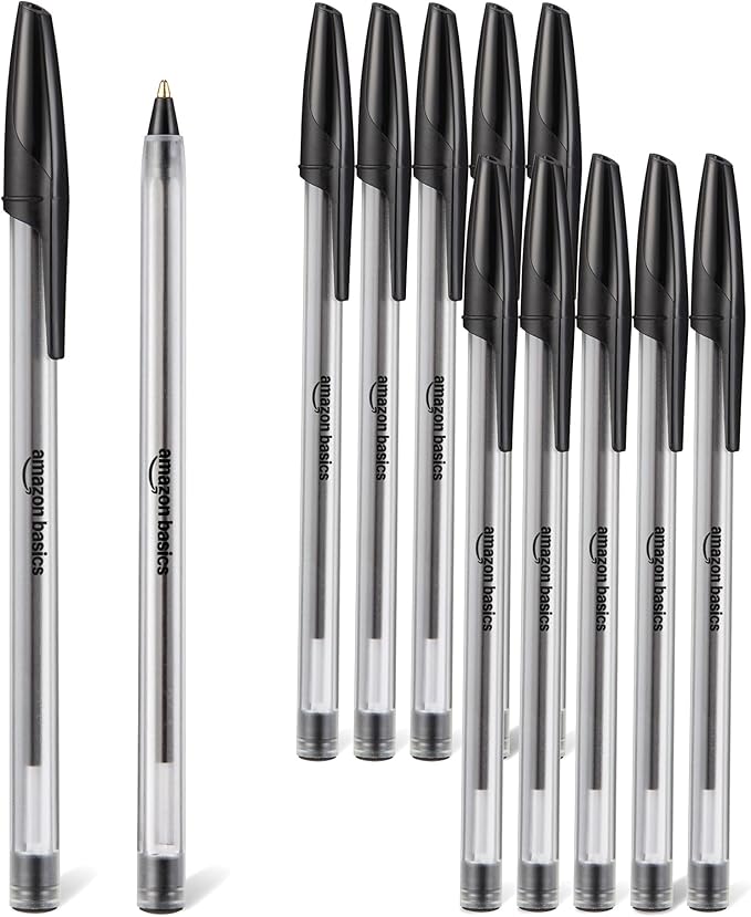 Amazon Basics Ballpoint Pens, 1.0mm, Black, 12 Pack