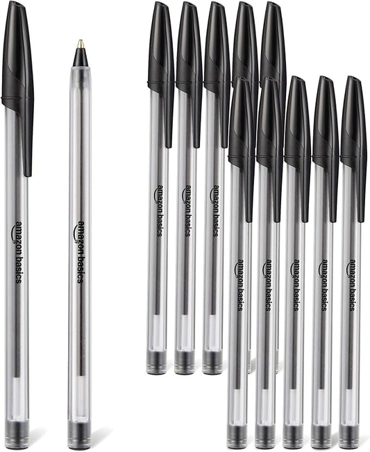 Amazon Basics Ballpoint Pens, 1.0mm, Black, 12 Pack