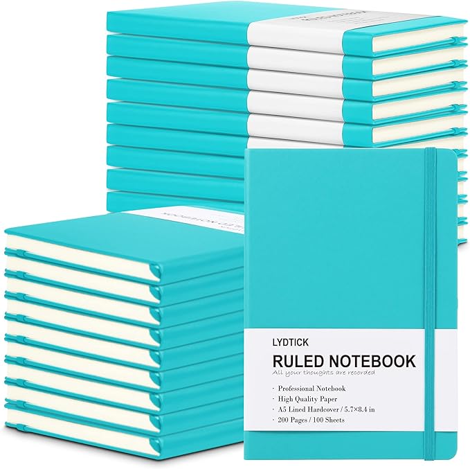 LYDTICK 20 Pack Journals for Writing College Ruled Notebooks Journal in Bulk, Hardcover Notebooks (200Pages) for Note Talking, Lined Bullet Journals for Home School Office, 5.7"x8.4", Emerald