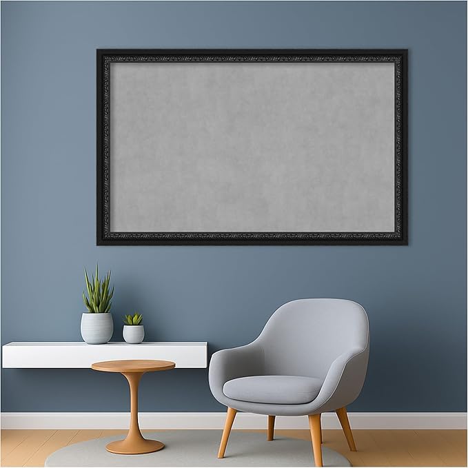 Amanti Art Black Framed Magnetic Board 28x44 Large Vision Board for use with Magnets, 100% Metal Sheet to Display Items as Office Decor or for Home Organization in mudroom, Kitchen or Kids Room