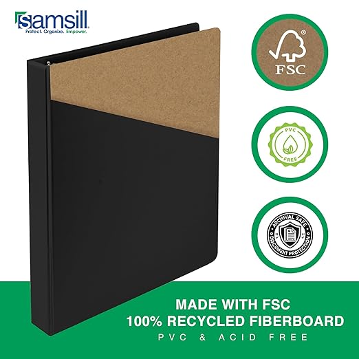 Samsill 3 Inch 3 Ring Binders, Made in USA, Economy Round Ring, Clear View Cover, 550 Sheet Capacity - for School, Home, Office - Black, 12 Pack