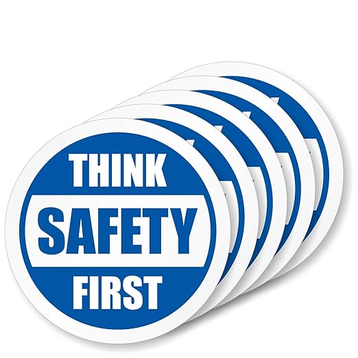 SmartSign Think Safety First Pack of 5 Hard Hat Labels | Retro-Reflective, 2" Circle