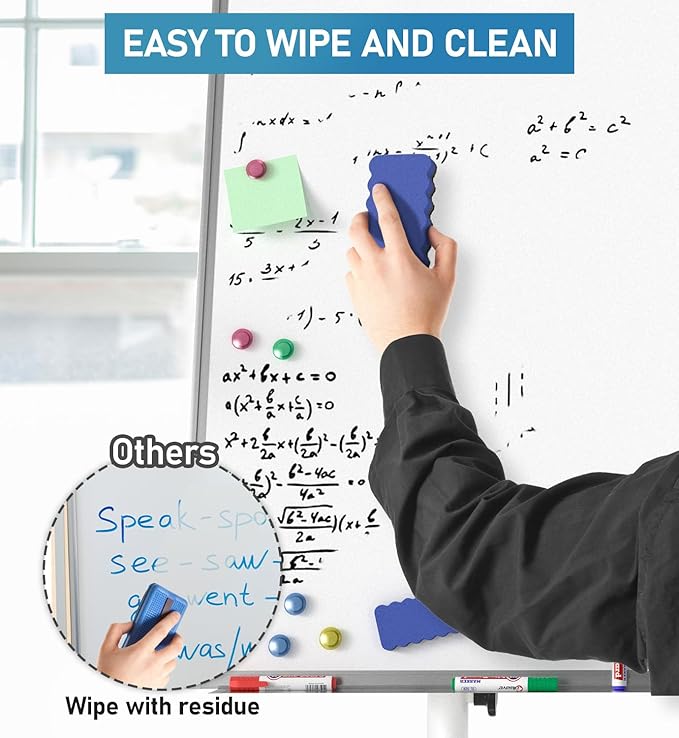 Nicpro Mobile Whiteboard 36"x 24" Magnetic Dry Erase Board, Height Adjustable Standing Easel With 5 Wheels, Flipchart Hooks, Rolling for Office Home or Classroom Teaching
