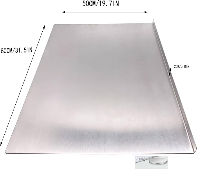 BILLAMB Stainless Steel Cutting Boards for The Kitchen, Suitable for Meat, Fruits, Vegetables, Bread, and Baking Large-sized Cutting Boards (80 x 50cm/31.5 x 19.7 in)