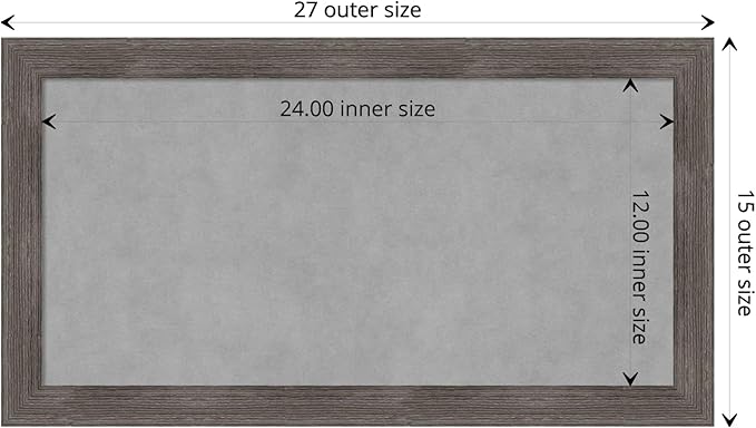 Amanti Art Grey Framed Magnetic Board 15x27 Small Vision Board for use with Magnets, 100% Metal Sheet to Display Items as Office Decor or for Home Organization in mudroom, Kitchen or Kids Room
