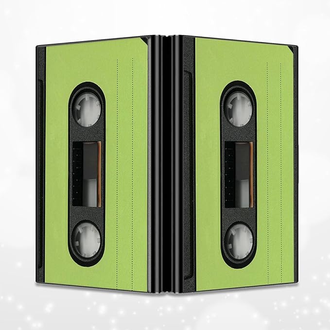BWEGRHE Slim Credit Card Holder, Green Tape Cassette RFID Blocking Metal Wallet for Men & Women, Aluminum Minimalist Hard Case Pocket-Sized Business Cards Organizer (Fits Up to 10 Cards)