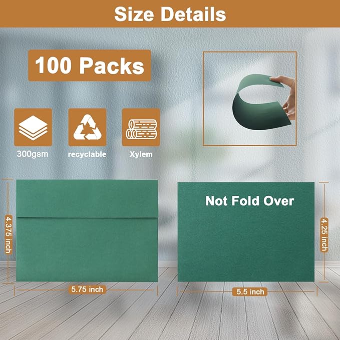 Silunkia 100 Packs 10 Assorted Colors Blank Note Cards and Envelopes 4.25 x 5.5 Heavyweight Single Panel Cardstock and A2 Envelopes Printable Self Seal for Wedding, Invitations, Thank You Cards