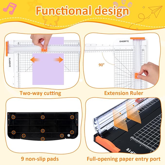 2 Set A4 Paper Cutter 12 Inch Titanium Paper Trimmer Scrapbooking Tool with 2pcs Replacement Blades with Automatic Safety Guard and Side Ruler for Craft Paper,Cardstock,Photo,Coupon, Label