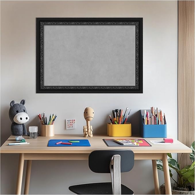 Amanti Art Black Framed Magnetic Board 20x28 Medium Vision Board for use with Magnets, 100% Metal Sheet to Display Items as Office Decor or for Home Organization in mudroom, Kitchen or Kids Room