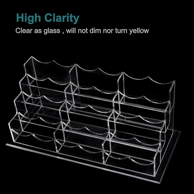 Vevitts Business Acrylic Card Holder Display for Desk, 12 Slots 4 Tiers Multiple-Clear Acrylic Business Card Stand Set, Holds Approximately 600 Cards