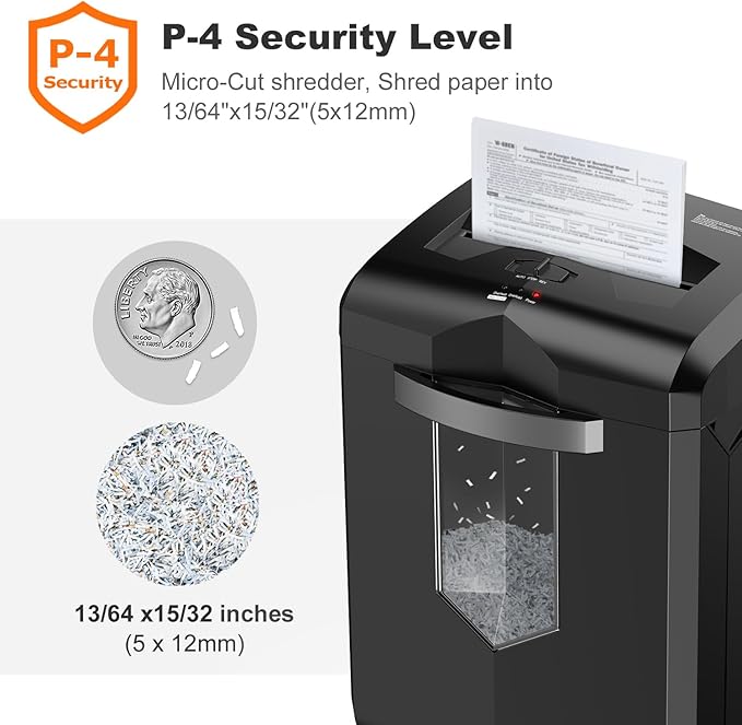 Bonsaii 16-Sheet Microcut Paper Shredder, 60-Minute Home Office Heavy Duty Shredder for CD/Credit Card, P-4 Level with 6-Gal Pullout Bin (C149-D)