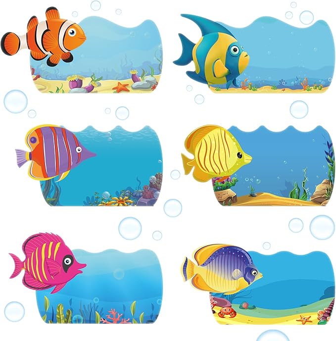 Henoyso 108 Pcs Ocean Themed Desk Name Tags for Classroom Under The Sea Classroom Decor Locker Name Tags for Kindergarten, Preschool, 1st, 2nd & 3rd Grade Teacher Nameplates for Student