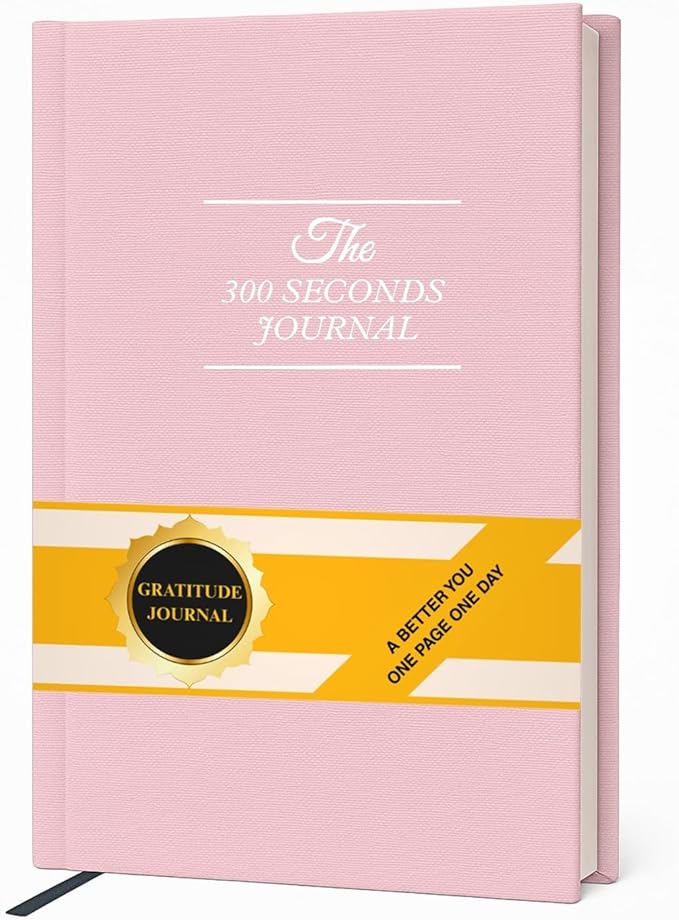 Gratitude Journal – 5 Minute Daily Reflection with Prompts for Mindfulness, Self Care & Positive Thinking, 300 Seconds Guided Journal Pink Edition for Women & Men