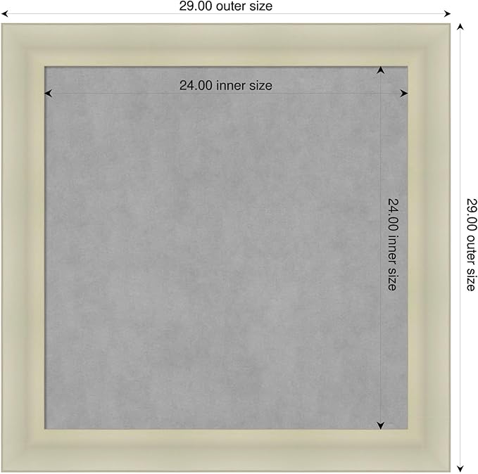 Amanti Art Silver Framed Magnetic Board 29x29 Medium Vision Board for use with Magnets, 100% Metal Sheet to Display Items as Office Decor or for Home Organization in mudroom, Kitchen or Kids Room