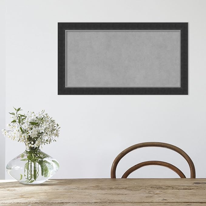 Amanti Art Black Framed Magnetic Board 15x27 Small Vision Board for use with Magnets, 100% Metal Sheet to Display Items as Office Decor or for Home Organization in mudroom, Kitchen or Kids Room