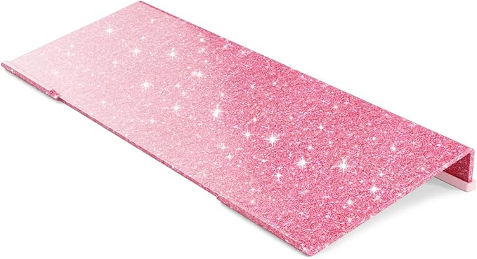 BEEGO Ergonomic Computer Keyboard Stand - Glitter Pink Acrylic Keyboard Riser Tilted Keyboard Holder Keyboard Tray with Pink Non-Slip Strip for Easy Typing at Home School Office Desk Accessories