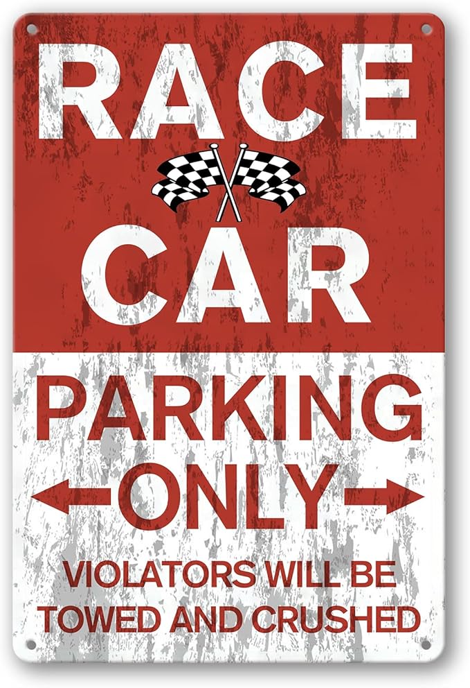 Car Room Wall Decor Vintage Metal Sign RACE CAR PARKING ONLY Signs For Boys Room Bedroom Garage Man Cave Art 12x8 Inches (Picture style-b-19)