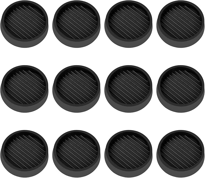 VOCOMO 2X2 Round Rubber Caster Cups, Non Slip Furniture Pads, Anti-Slip Gripper, Anti Skid Furniture Feet, Anti Slide Floor Protector for Bed Couch Table Chair Stoppers - (Black, 12 Pack)