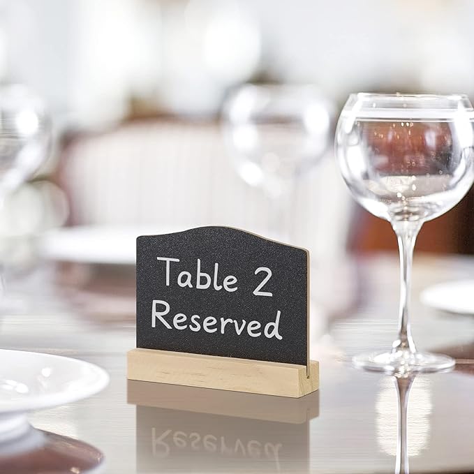 ALOTCHE Mini Chalkboard Signs with Stand, 16 Pack Reusable Wooden Tabletop Chalkboard 4 X 3 Inch, Buffet Food Signs for Party Black Mini Tabletop Sign for Restaurant, Wedding and Bar Countertop