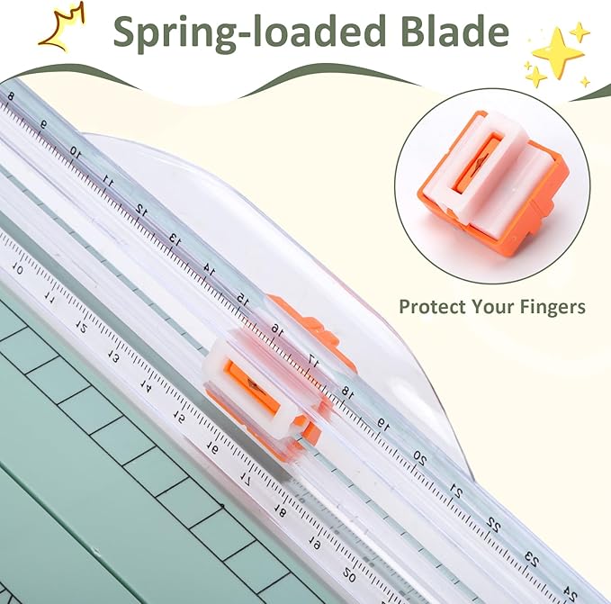 A4 Paper Cutter -12 Inch Paper Trimmer with 2pcs Replacement Blades with Safeguard Side Rulerfor Cut Gift Card,Coupon,Label, Cardstock,Photo