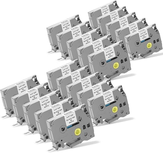 20pack TZE-231 Label Tape Compatible with Brother PT-D210 D220 H110 D400 D410 D600 D610BT Replacement for Brother P Touch Label Maker, 0.47" x 26.2' Black on White